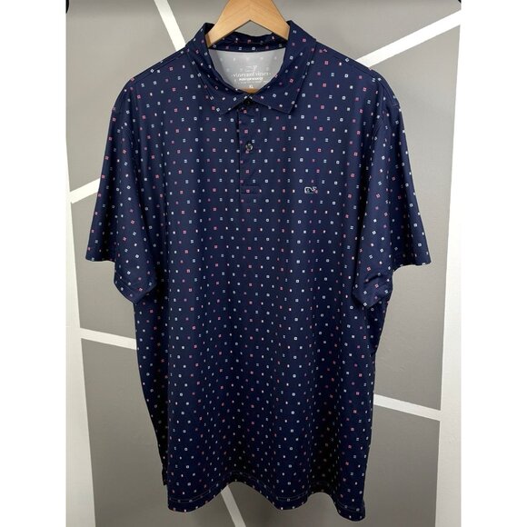 Vineyard Vines Performance Sankaty Golf Polo Men’s XL Nautical Flags AOP Stretch - Picture 1 of 12